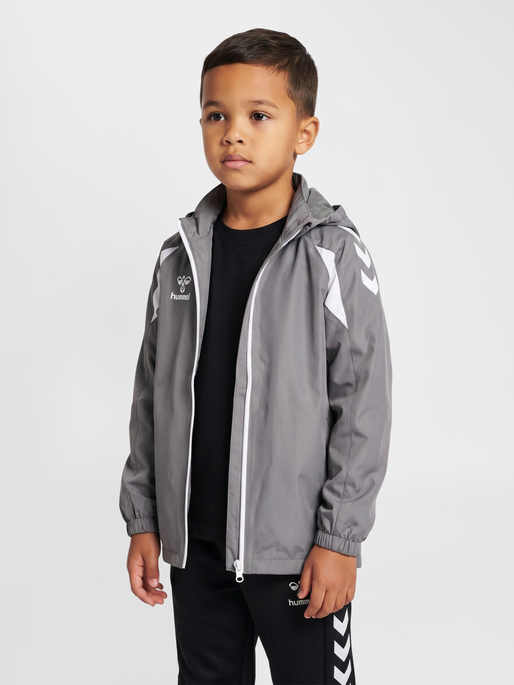 hmlCORE 2.0 ALL-WEATHER JACKET KIDS, STEEL GRAY/WHITE, model