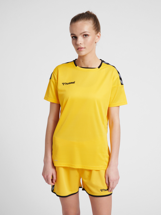 hmlAUTHENTIC POLY JERSEY WOMAN S/S, SPORTS YELLOW/BLACK, model