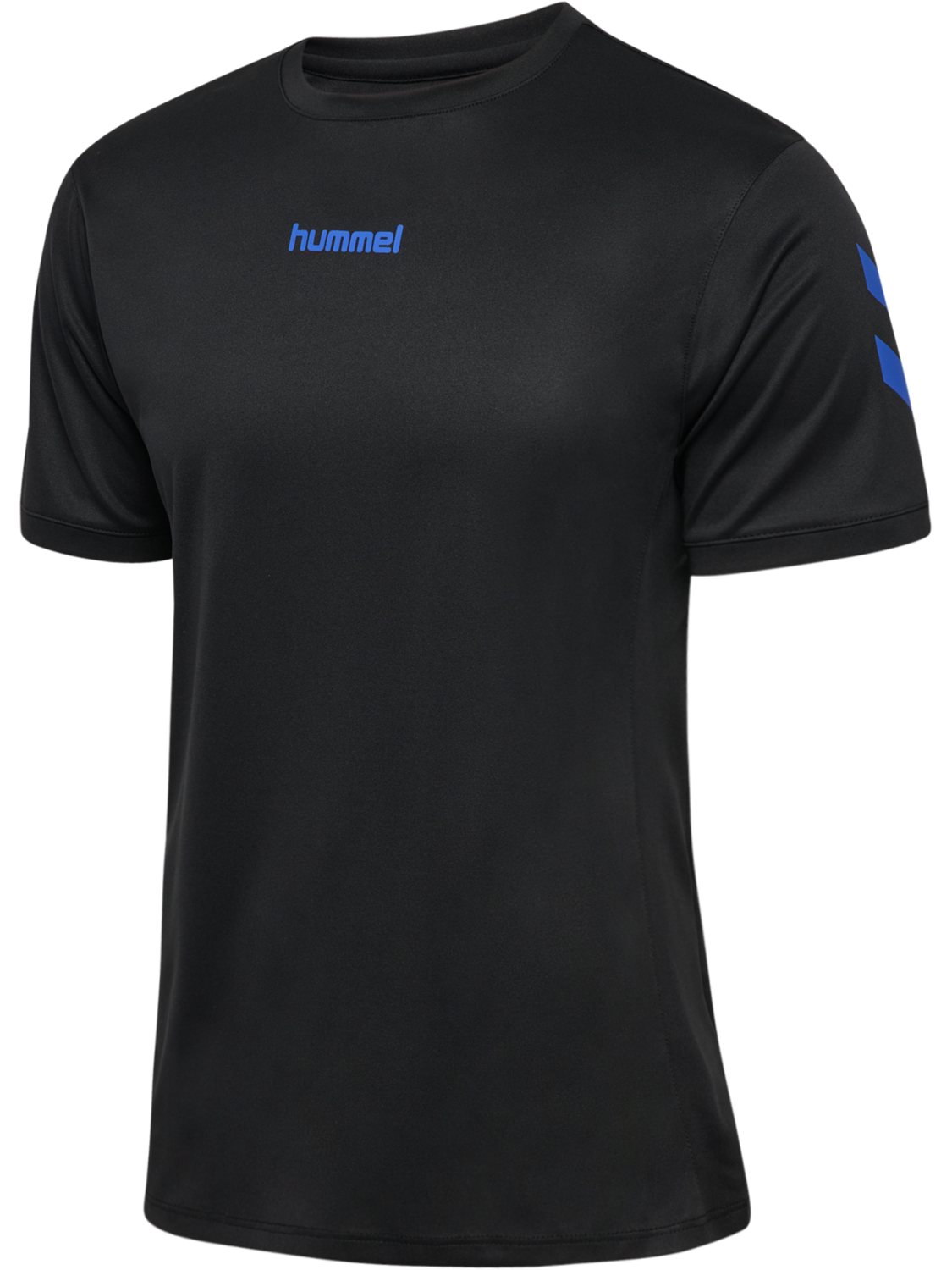 hmlBLAZE CLUB 26 POLY TEE, BLACK/BLUE, packshot