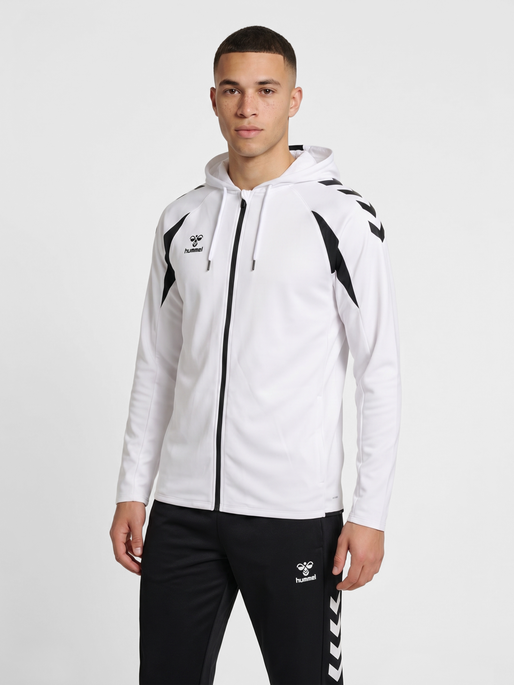 hmlCORE 2.0 ZIP HOODIE, WHITE/BLACK, model