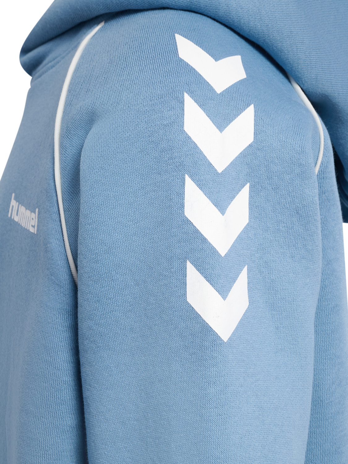 hmlJR LOOSE CHEVRON HOODIE, FADED DENIM, packshot