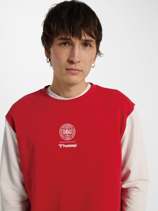 DBU 26 FAN RED-WHITE CREW NECK, TANGO RED/WHITE, model