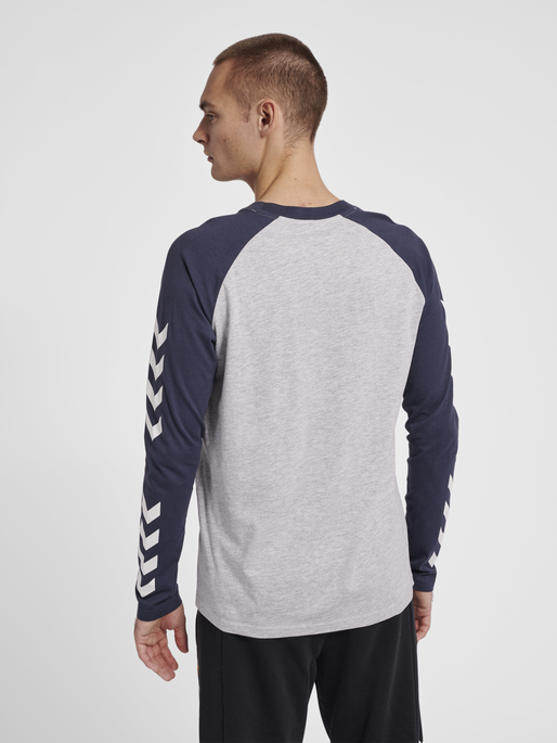 hmlLEGACY BLOCKED T-SHIRT L/S, BLUE NIGHTS, model