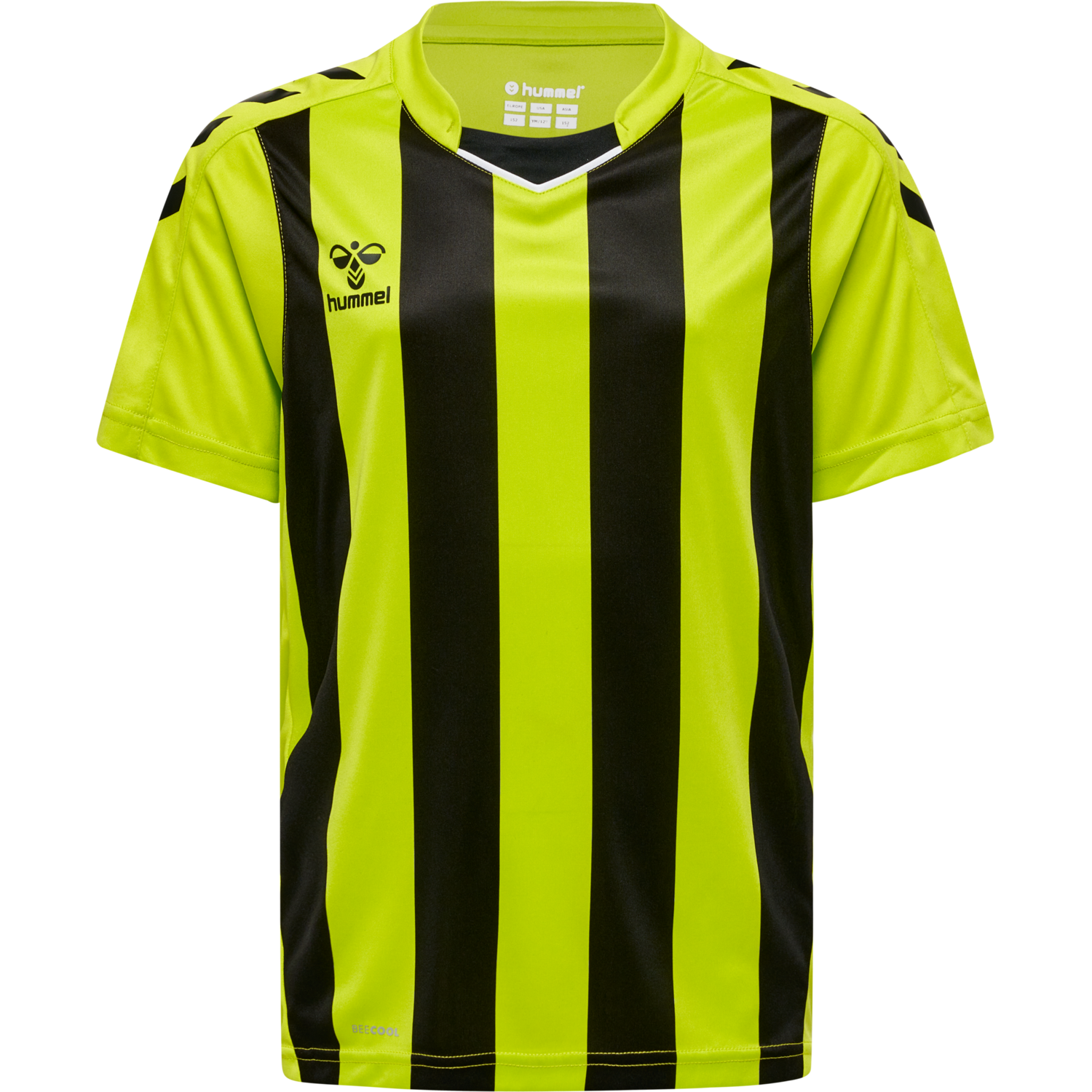 hmlCORE XK STRIPED JERSEY S/S KIDS, LIME POPSICLE/BLACK, packshot