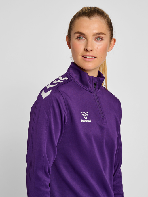 hmlCORE XK HALF ZIP SWEAT WOMAN, ACAI/WHITE, model