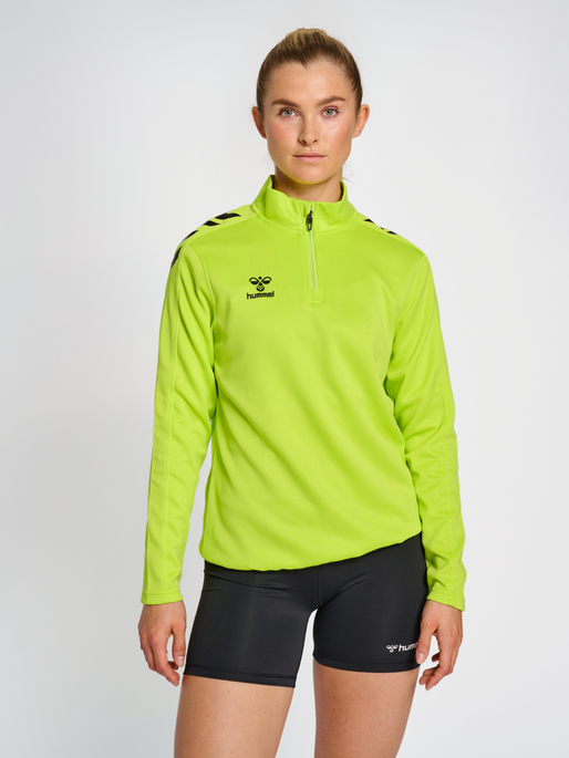 hmlCORE XK HALF ZIP SWEAT WOMAN, LIME POPSICLE, model