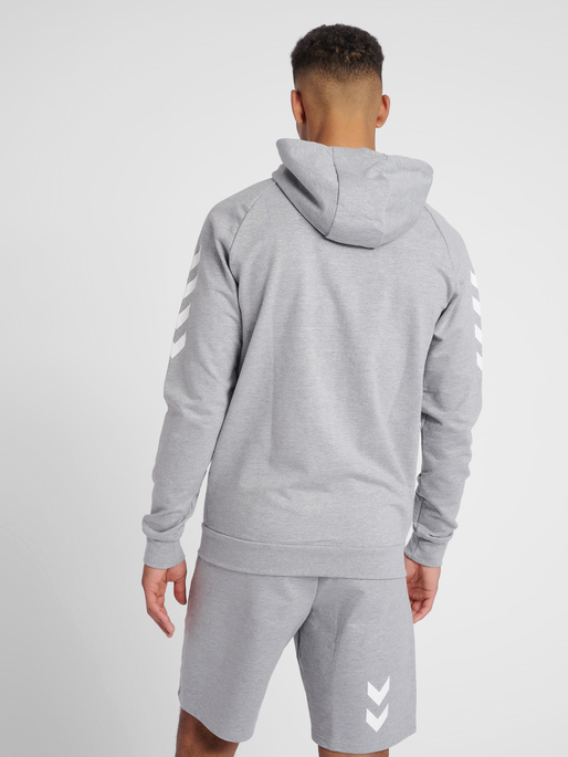HMLGO COTTON ZIP HOODIE, GREY MELANGE, model