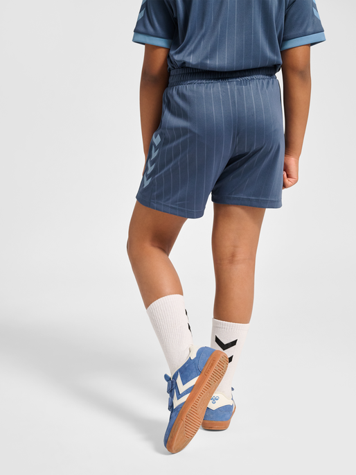 hmlJR GOAL STRIPE SHORTS, BERING SEA, model