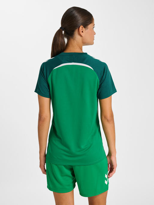 hmlLEAD 2.0 JERSEY S/S WOMAN, JELLY BEAN/EVERGREEN, model