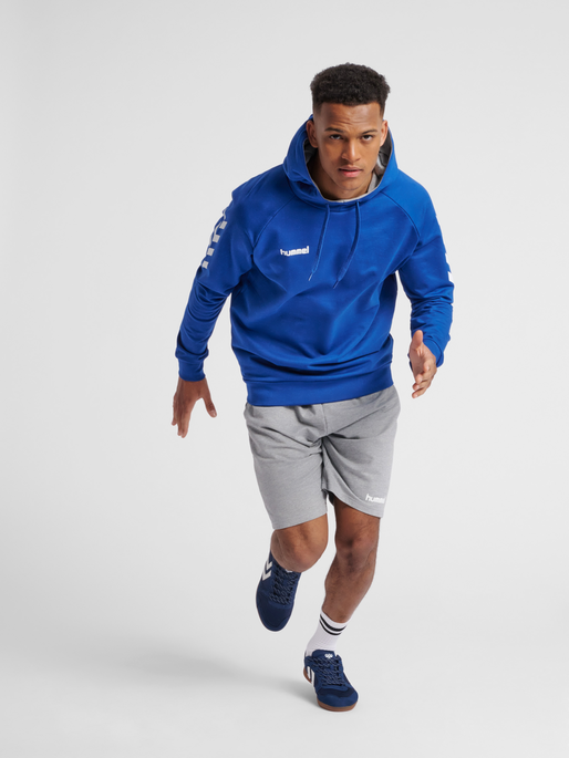 HMLGO COTTON HOODIE, TRUE BLUE, model