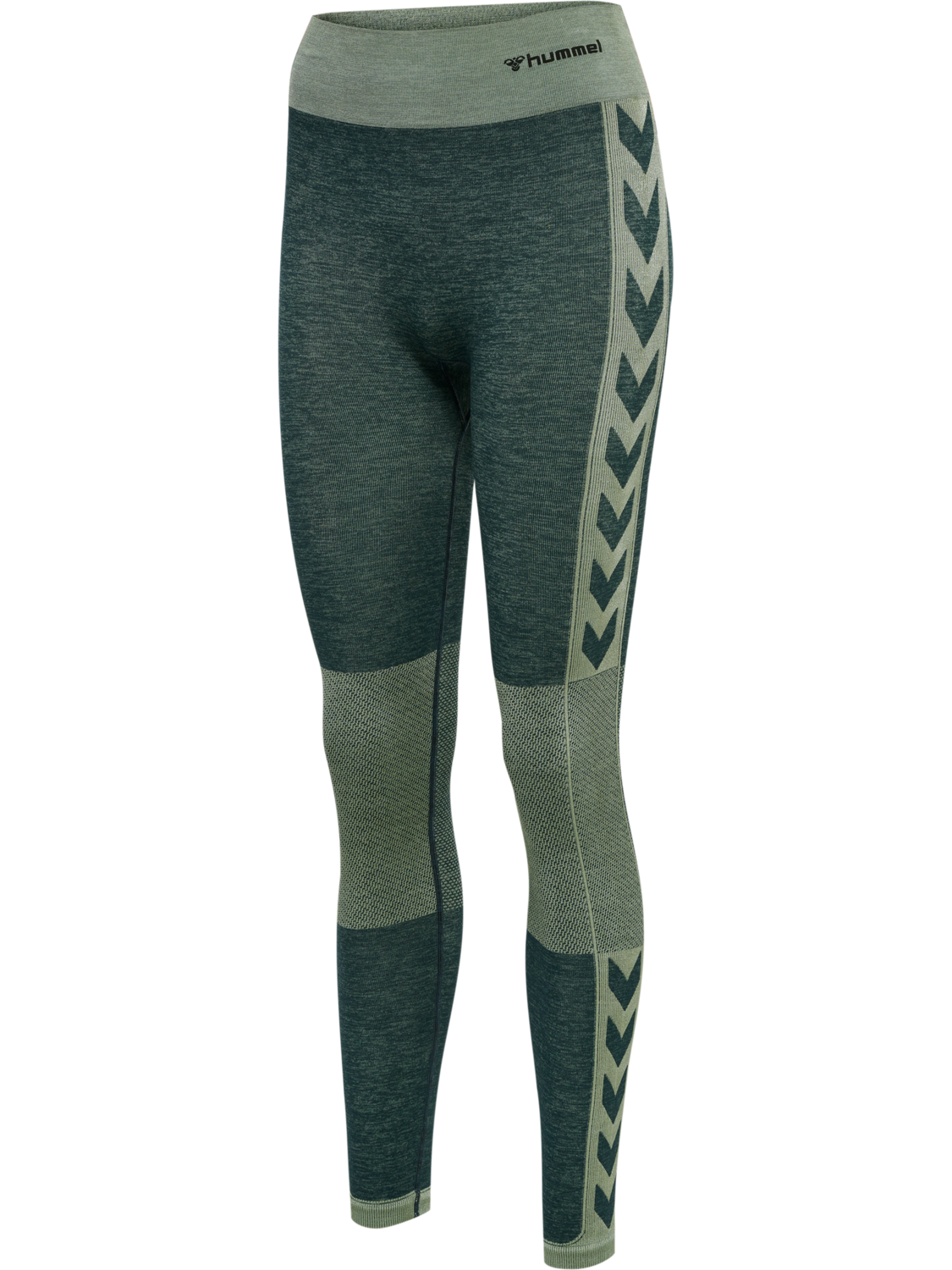 hmlCLEA SEAMLESS MID WAIST TIGHTS, DARKEST SPRUCE/BASIL MELANGE, packshot