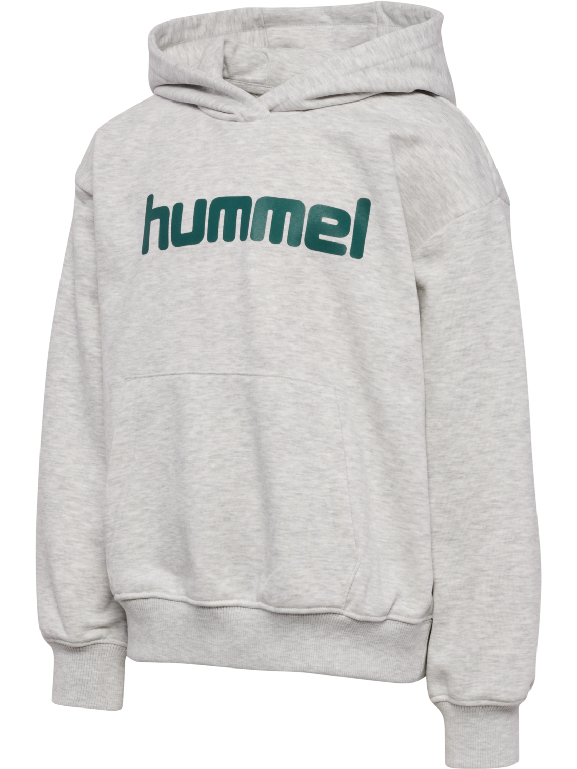 hmlJR BOXY HOODIE LOGO, LIGHT GREY MELANGE, packshot