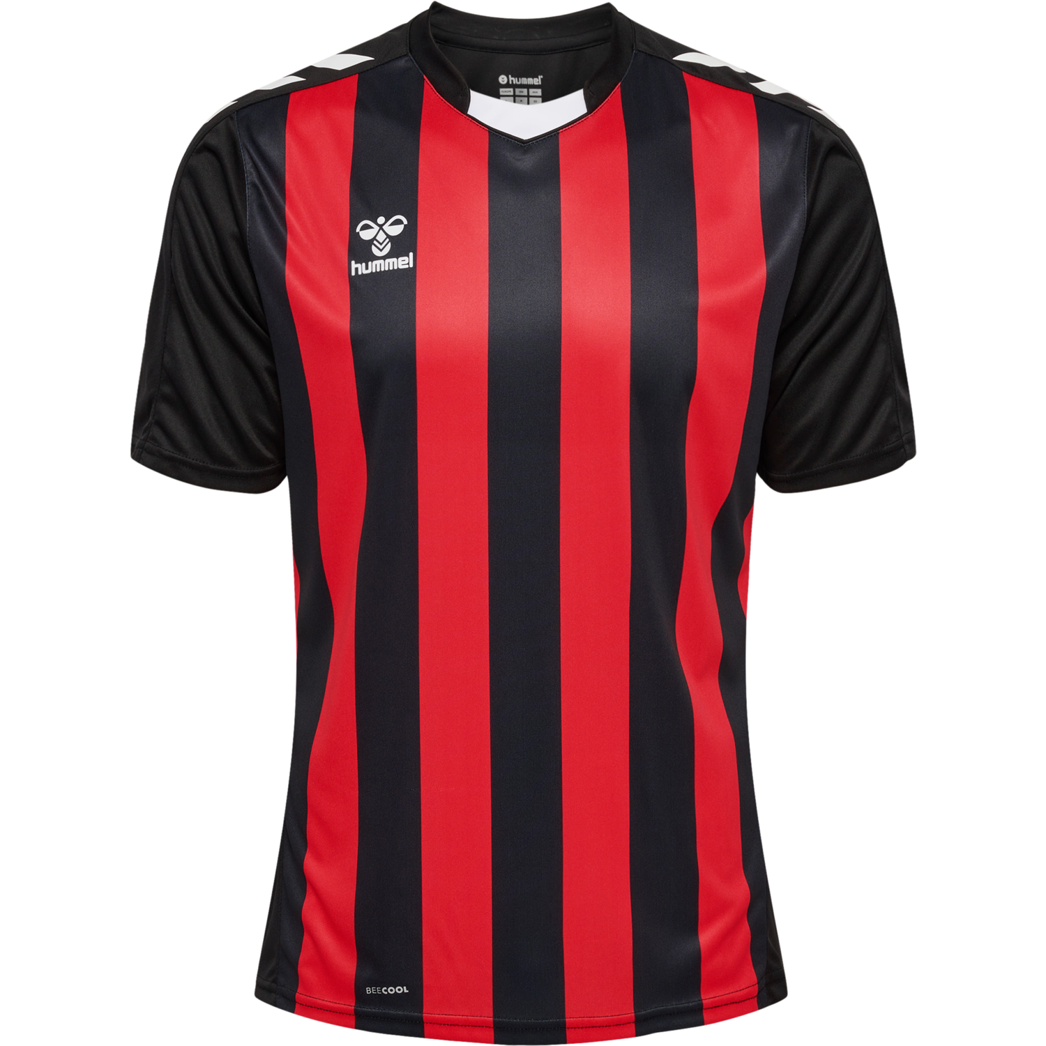hmlCORE XK STRIPED JERSEY S/S, BLACK/TRUE RED, packshot