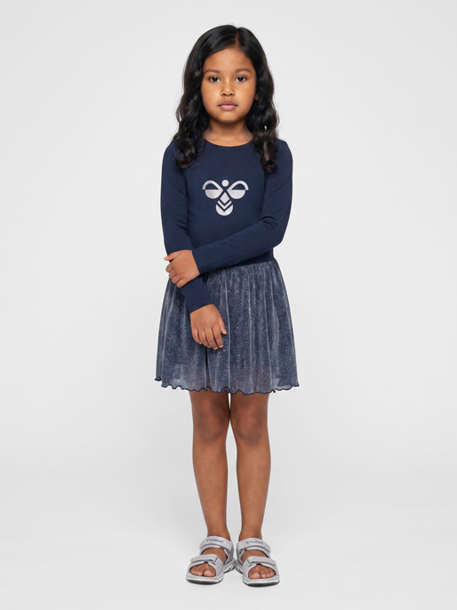 hmlJR GLITTER TIGHTS GYMSUIT L/S, DRESS BLUES, model