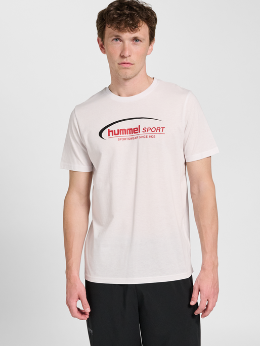hmlPULSE GRAPHIC T-SHIRT S/S, WHITE/RED, model
