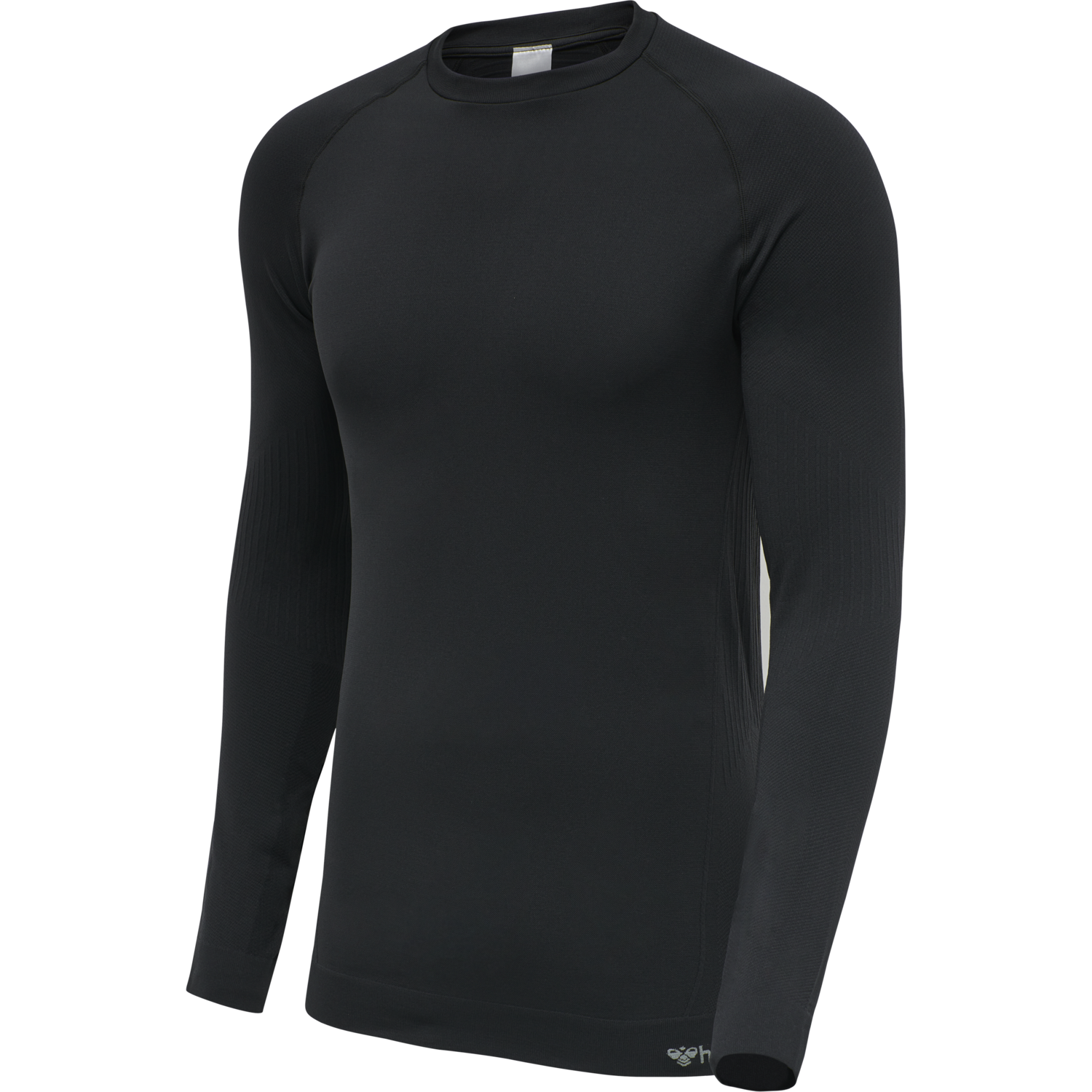 hmlSTROKE SEAMLESS T-SHIRT L/S, BLACK, packshot