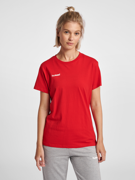 HMLGO COTTON T-SHIRT WOMAN S/S, TRUE RED, model