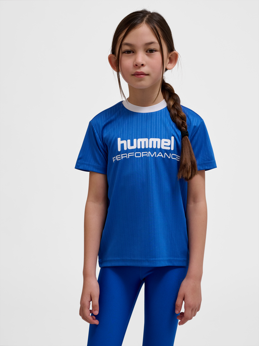 hmlJR FAST LOOSE JERSEY S/S, OLYMPIAN BLUE, model