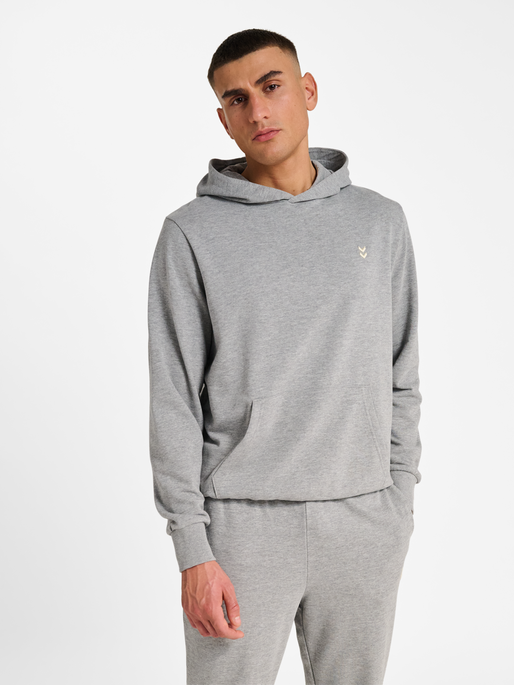 hmlPULSE SWEAT HOODIE, GREY MELANGE, model