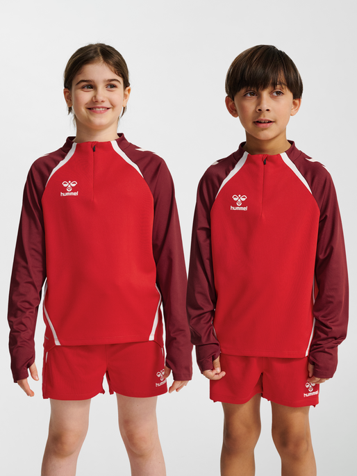 hmlLEAD 2.0 HALF ZIP KIDS, TRUE RED/MAROON, model
