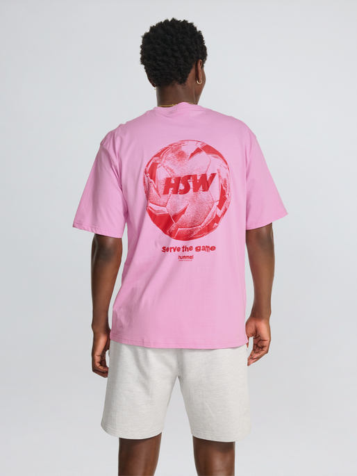 hmlLOOSE T-SHIRT S/S HSW FOOTBALL, PASTEL LAVENDER, model