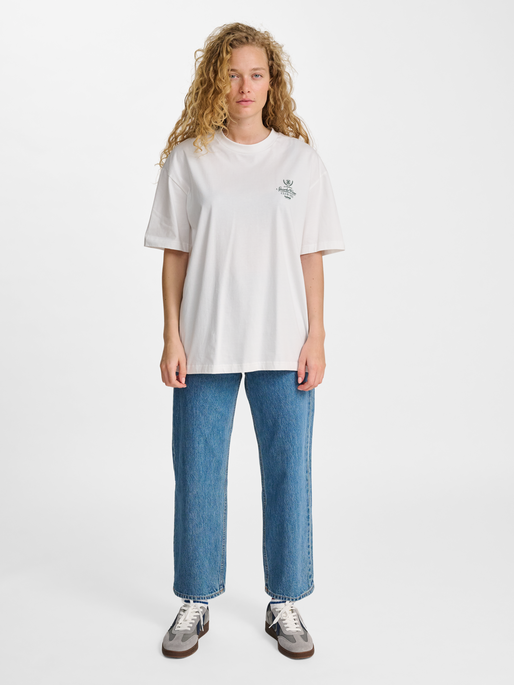 hmlLOOSE TEE S/S CLUB SPORTSWEAR, WHITE/DARK GREEN, model