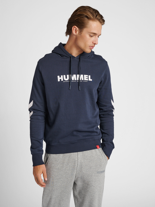 hmlLEGACY LOGO HOODIE, BLUE NIGHTS, model