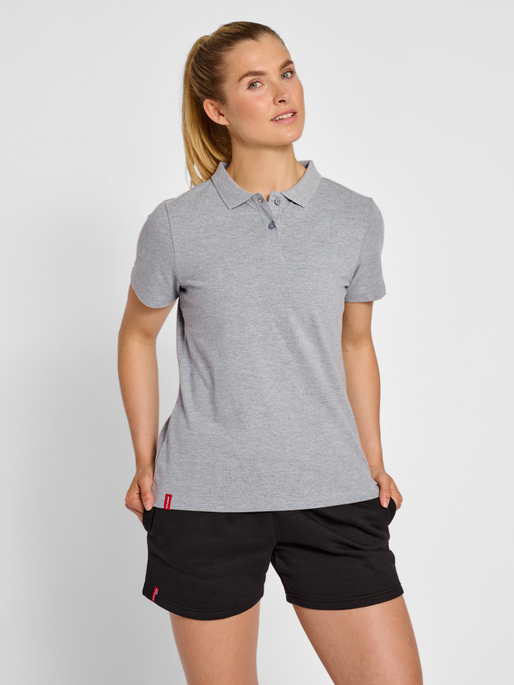 hmlRED CLASSIC POLO WOMAN, GREY MELANGE, model