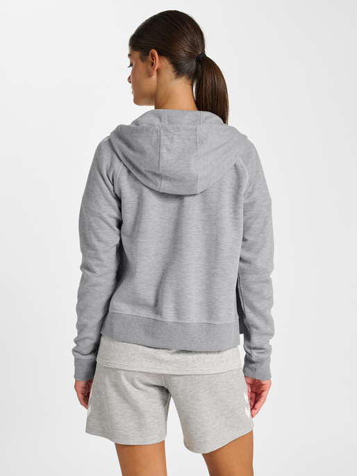hmlMOVE 2.0 ZIP HOODIE WOMAN, GREY MELANGE, model