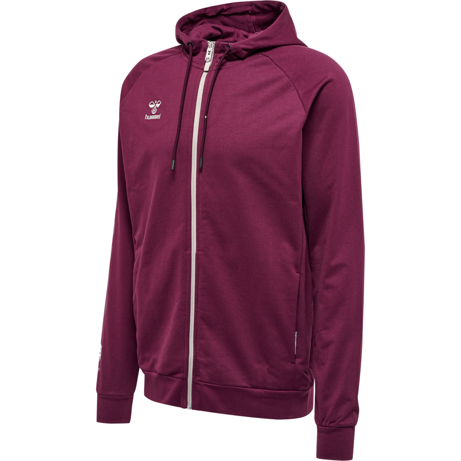 hmlMOVE GRID COTTON ZIP HOODIE, GRAPE WINE, packshot