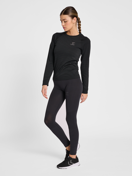hmlONGRID HW SEAMLESS TIGHTS WO, JET BLACK/FORGED IRON, model