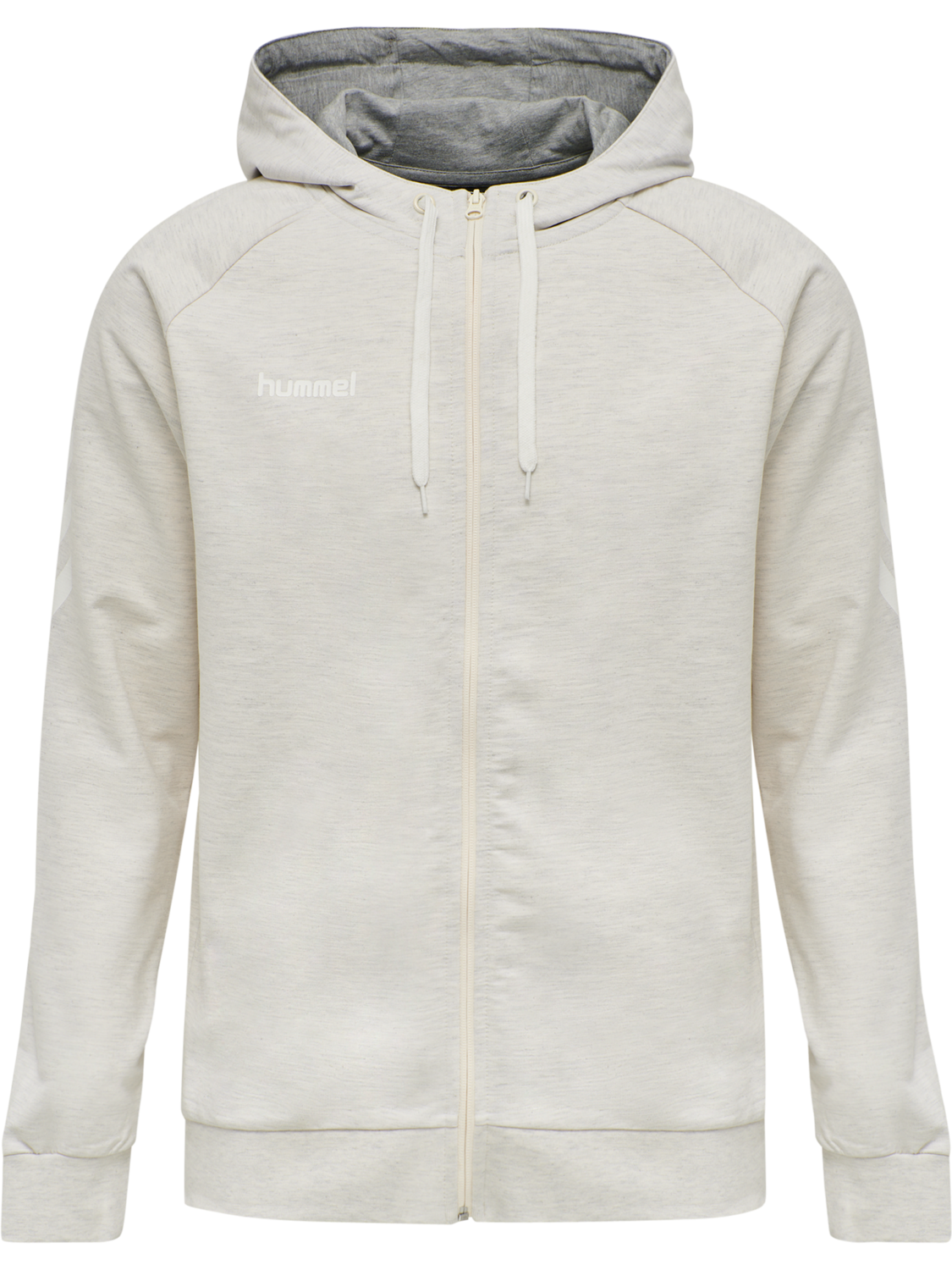 HMLGO COTTON ZIP HOODIE, EGRET MELANGE, packshot