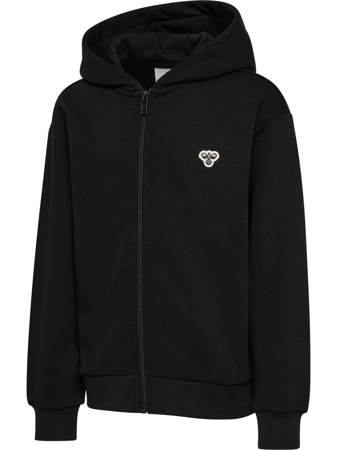 hmlJR LOOSE ZIP HOODIE BEE, BLACK, packshot
