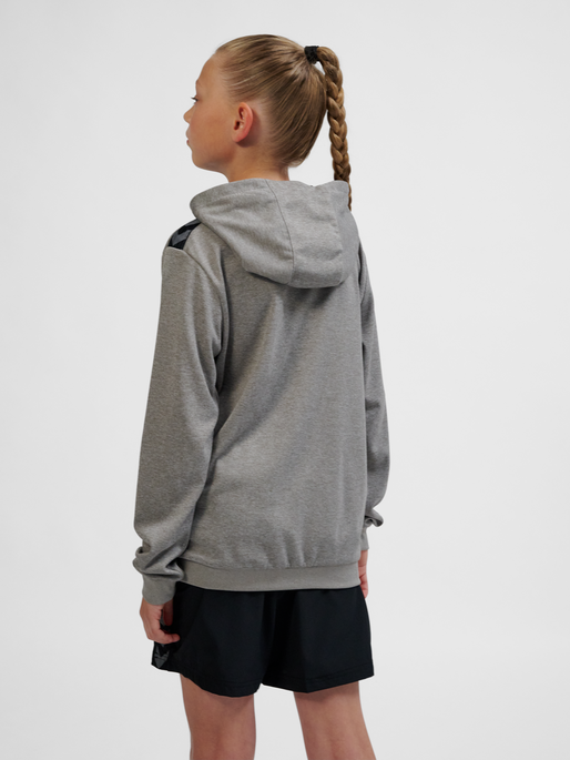 hmlAUTHENTIC PL ZIP HOODIE KIDS, GREY MELANGE, model