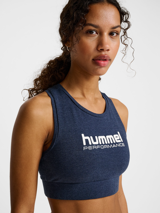 hmlPULSE LOGO LIGHT SUPPORT BRA, DRESS BLUE MELANGE, model