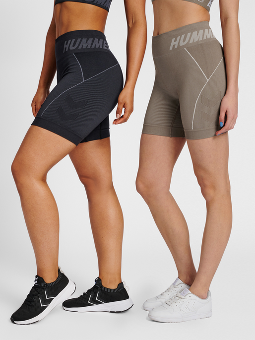 hmlTE CHRISTEL 2-PACK SEAML SHORTS, BLACK/CHATEAU GREY, model