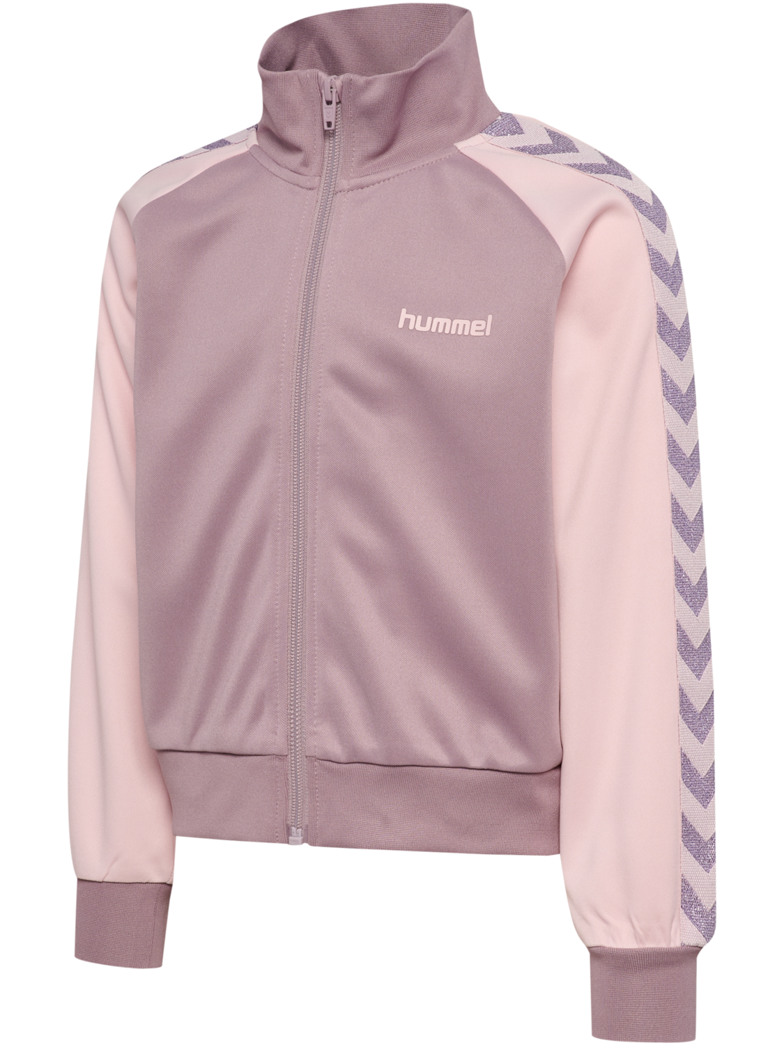 hmlJR REG POLY TAPE ZIP JACKET, SEA FOG, packshot