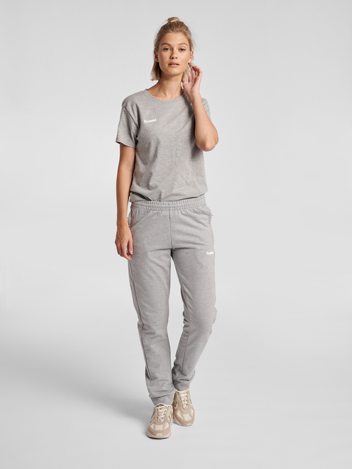 hmlGO COTTON PANT WOMAN, GREY MELANGE, model