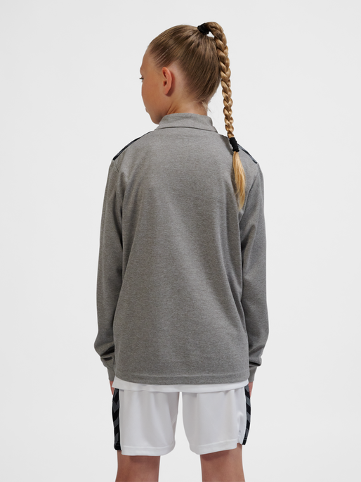 hmlAUTHENTIC HALF ZIP SWEAT KIDS, GREY MELANGE, model
