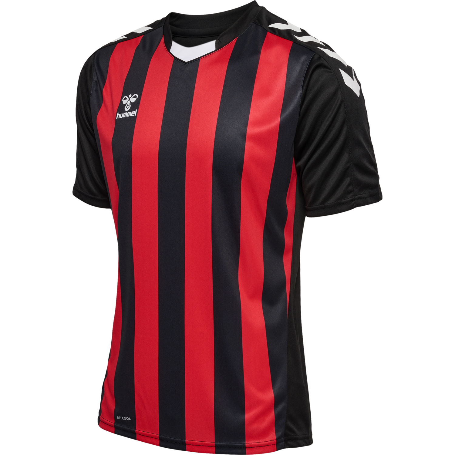 hmlCORE XK STRIPED JERSEY S/S, BLACK/TRUE RED, packshot
