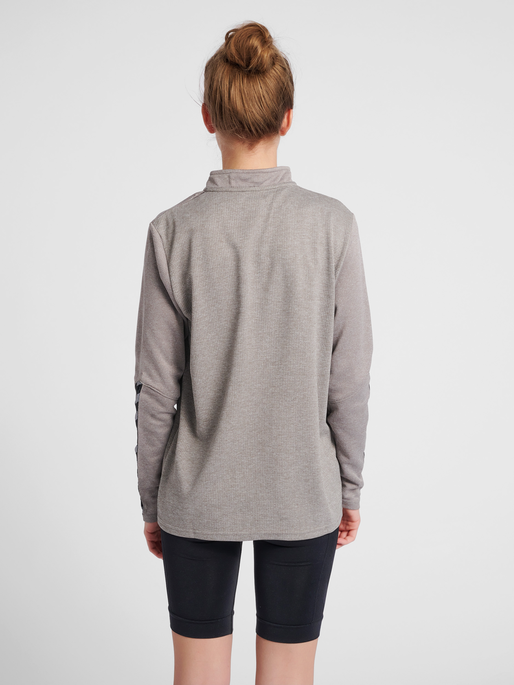 hmlAUTHENTIC HALF ZIP SWEATSHIRT WO, GREY MELANGE, model