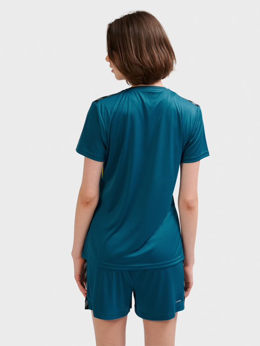 hmlAUTHENTIC PL JERSEY S/S WOMAN, BLUE CORAL/SULPHUR SPRING, model