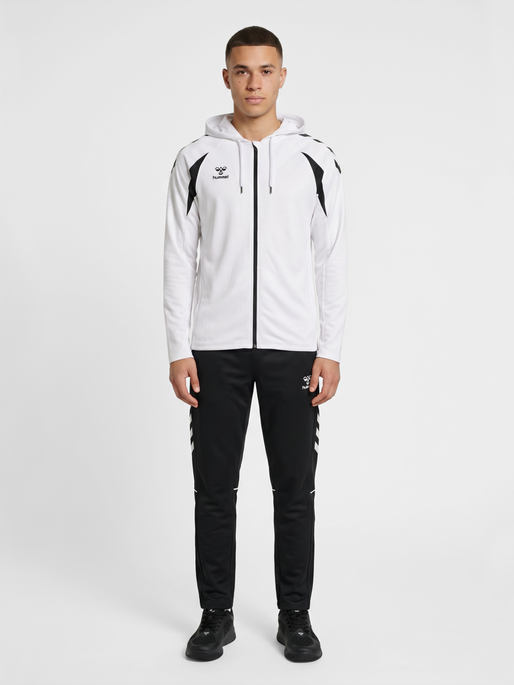 hmlCORE 2.0 ZIP HOODIE, WHITE/BLACK, model