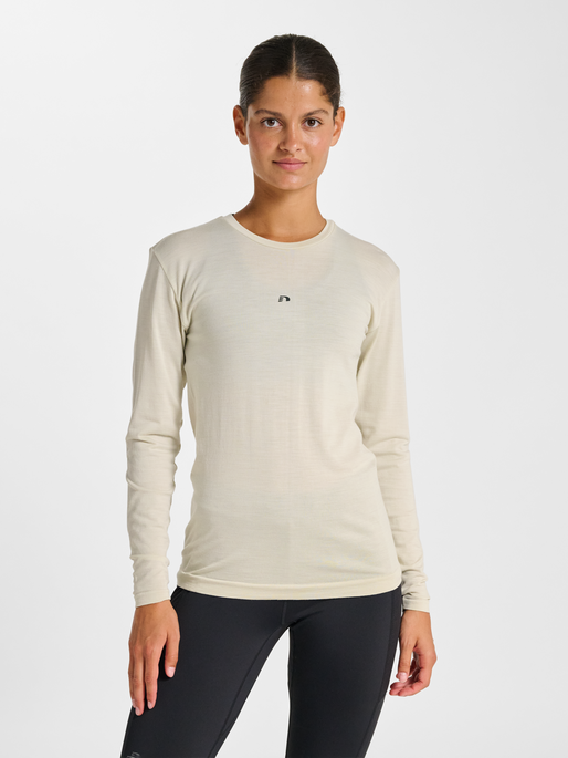 nwlTHERMA WOOL BLEND T-SHIRT L/S W, SILVER BIRCH, model